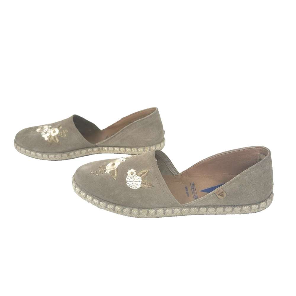 Verbenas Carmen Daisy Embroidered Suede Leather Espadrilles in taupe size 41